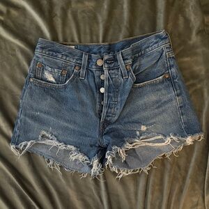 Levi's Frayed Blue Jean Shorts